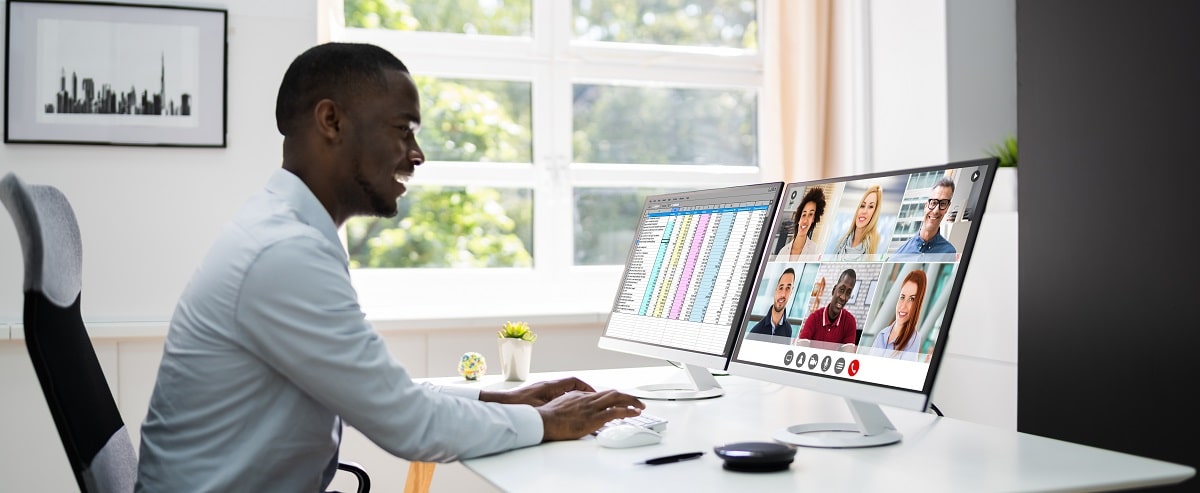 African American Man On Video Conference Business Call